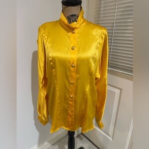 Vintage Elegant Laurel Yellow Satin Women's Top size 40 German